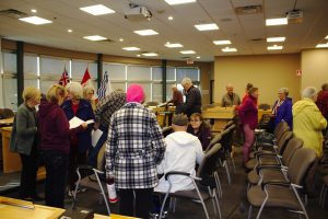 Engaged discussion among Gerow descendants continues following presentation