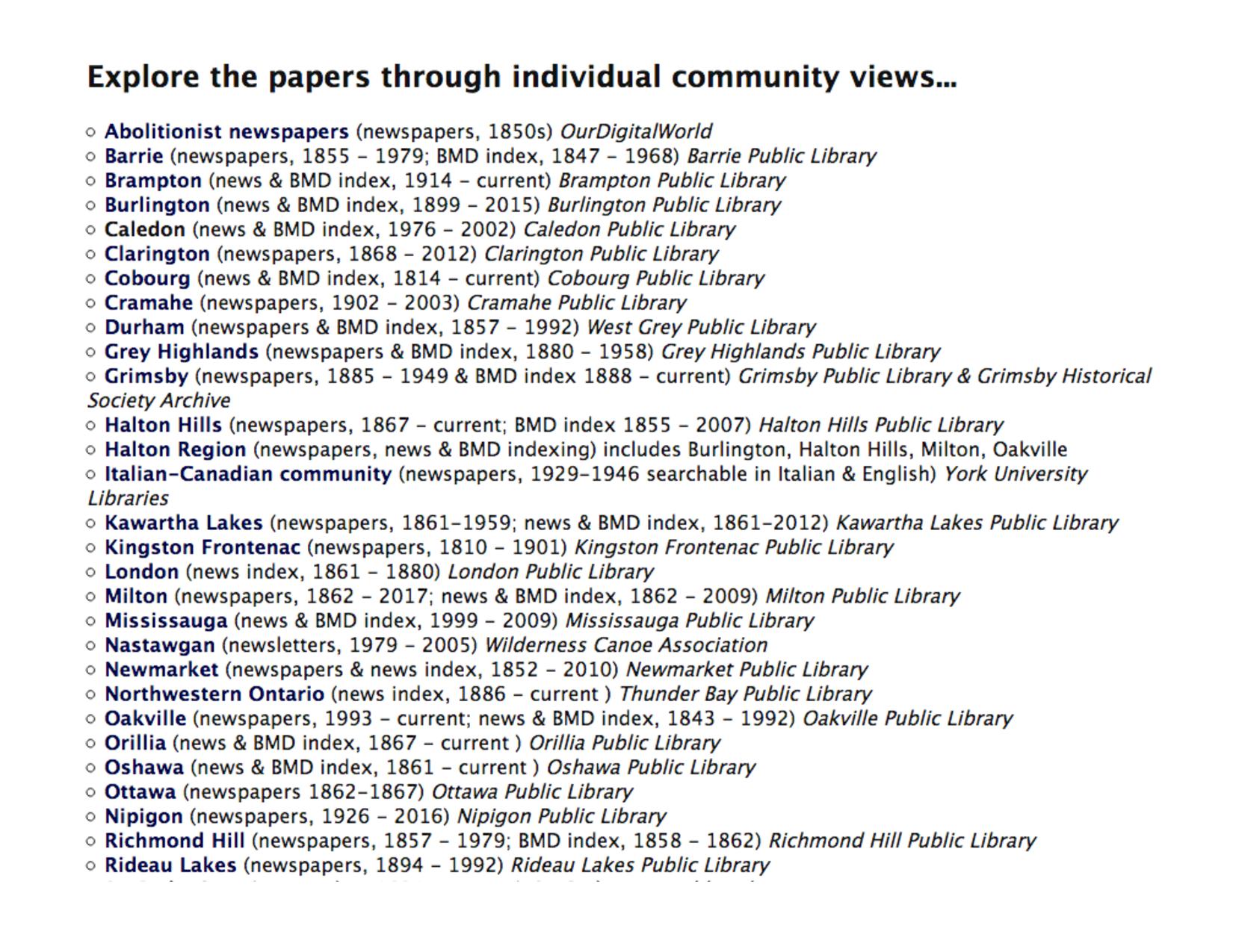 Explore the papers through individual community views